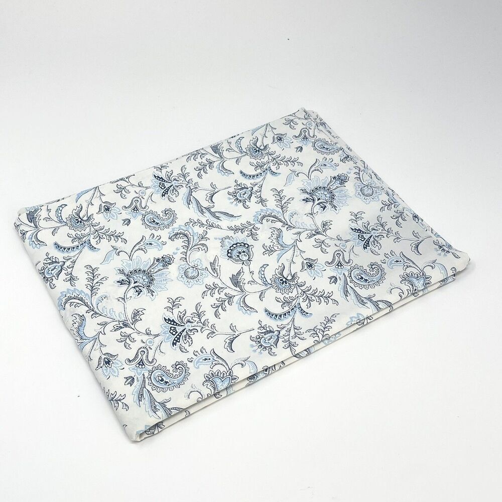 Ralph Lauren Jacobean Floral Paisley Blue White Standard Pillow Sham Cotton
